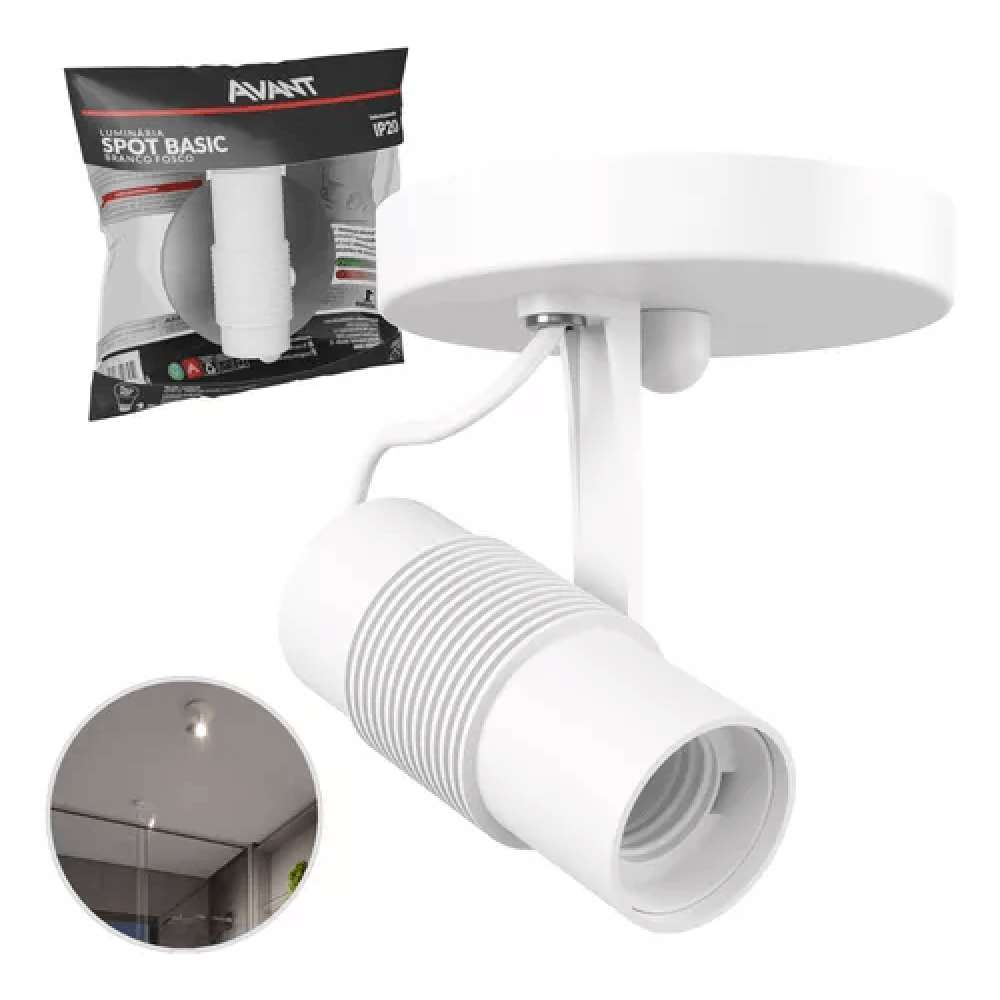 Spot De Sobrepor Basic Para 1 Lampada Branco Base E27 Avant.png